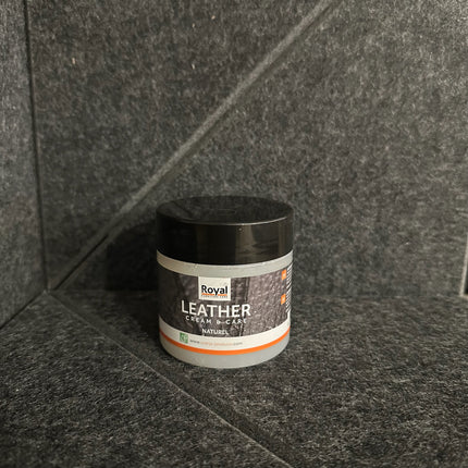 Leather Cream & Care 180 ml by Royal Furniture Care on gray surface.