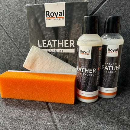Leather Care Kit 150ml, onderhoudsmiddel voor afgewerkt leer met reinigings- en beschermingsproducten. Beschermt tegen vuil en UV-straling.