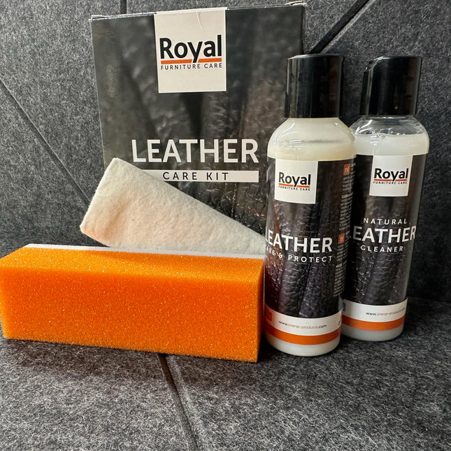 Leather Care Kit 150ml, onderhoudsmiddel voor afgewerkt leer met reinigings- en beschermingsproducten. Beschermt tegen vuil en UV-straling.