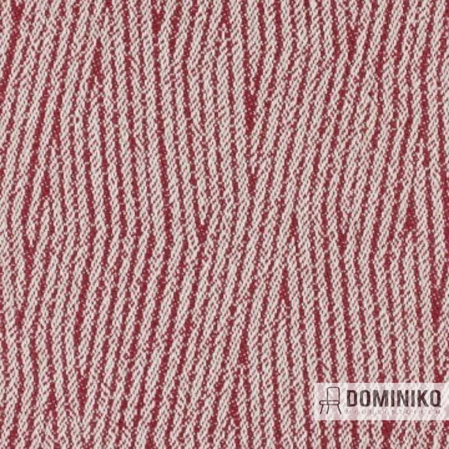 Meubelstof Aristide Outdoor Lepis, roze met golvend grafisch patroon, geschikt voor binnen- en buitengebruik.