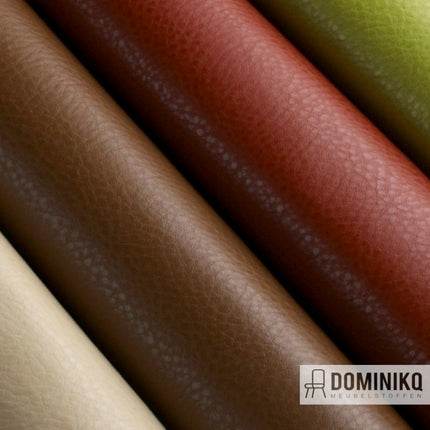 Cabro kunstleer in verschillende kleuren, waaronder taupe, bruin en rood, van Aristide. Duurzaam alternatief voor leer.