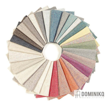 Een collectie van Aristide-john meubelstoffen in diverse gemêleerde kleuren, geschikt voor interieuraccenten zonder overdaad.