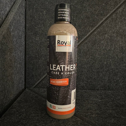 Leather Care & Color Lederwas - 250 ml bottle, beige formula for restoring and protecting leather by Royal Furniture.