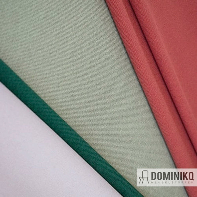 Camira Fabrics Era collectie, tweekleurige polyester meubelstoffen met visgraat weving in diverse tinten, geschikt voor ergonomisch meubilair.