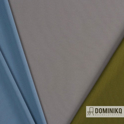 Stoffen van Camira Fabrics, collectie Sprint PS041, in grijs, blauw en groen, geinspireerd op sportkleding. Flexibel en prestatiegericht.