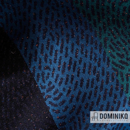 Kin CF1115 Ascog jacquard meubelstof van Bute Fabrics, blauwgroene print, duurzaam en brandvertragend, geschikt voor intensief gebruik.
