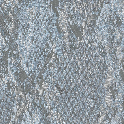 Kvadrat - Sahco - Ozi - 730 fabric with snake skin pattern in blue tones, ideal for heavy drapery or striking upholstery.