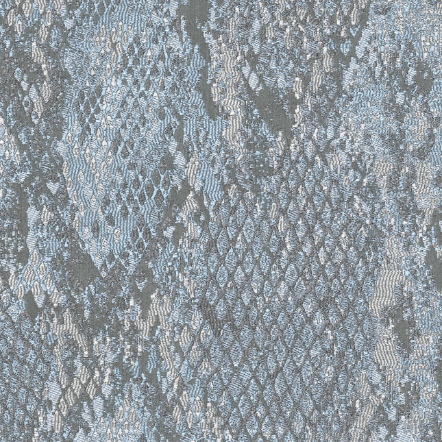 Kvadrat - Sahco - Ozi - 730 fabric with snake skin pattern in blue tones, ideal for heavy drapery or striking upholstery.
