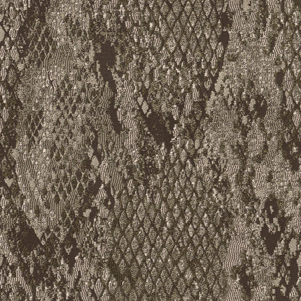 Kvadrat - Sahco - Ozi - 960 slangenhuid jacquard textuur voor draperie of stoffering, bruin en beige patroon.