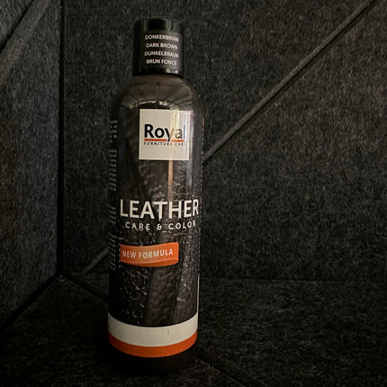 Bottle of Leather Care & Color Lederwas - 250 ml by Royal Furniture for leather maintenance and color restoration.