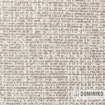 Beige stof van Fabraa met grof weefpatroon gemaakt van 66% gerecycled materiaal, biedt stijl en duurzaamheid in zacht chenille.