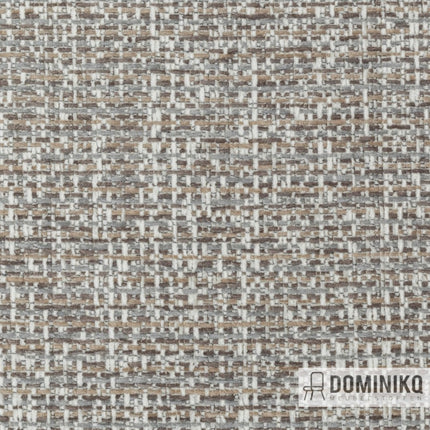 Alt Tag: Fabraa Europe stofweefsel met grove structuur in lichtgrijs en beige tonen, gemaakt van 66% gerecycled materiaal, stijlvol en duurzaam.