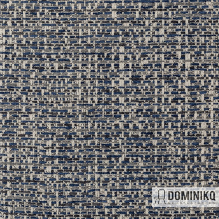 Navy Fabraa Europe stof met grof weefpatroon en zachte chenille garens, gemaakt van 66% gerecycled materiaal, merk Fabraa.