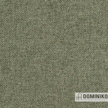 Stof Fabraa Soil 193 Eucalyptus, duurzaam met 60% rPET, groen, veelzijdig voor interieurs, brandvertragend.