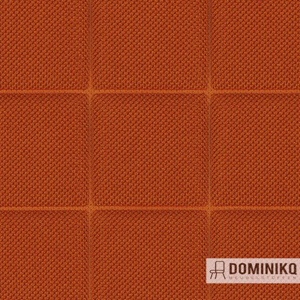Oranje ruitpatroon stof Gabriel Atlantic Square 40 met duurzame structuur en volumineuze textuur, ideaal voor design mogelijkheden.