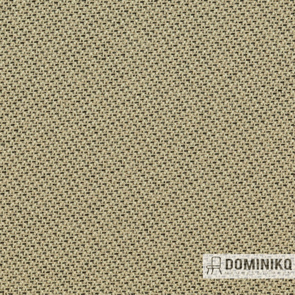 Tonal stof met tweekleurige melange en speelse lijnen, ideaal voor zitmeubilair en schermen, met een rijke textuur in lichte en donkere tinten.