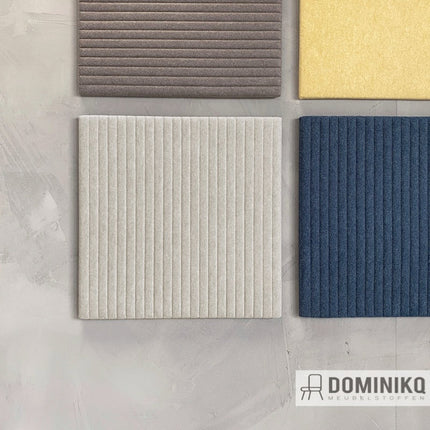 Textuur van Gabriel Hush Stripe 25 stof in verschillende melange kleuren voor akoestische panelen en schermen, streepjespatroon 25mm.