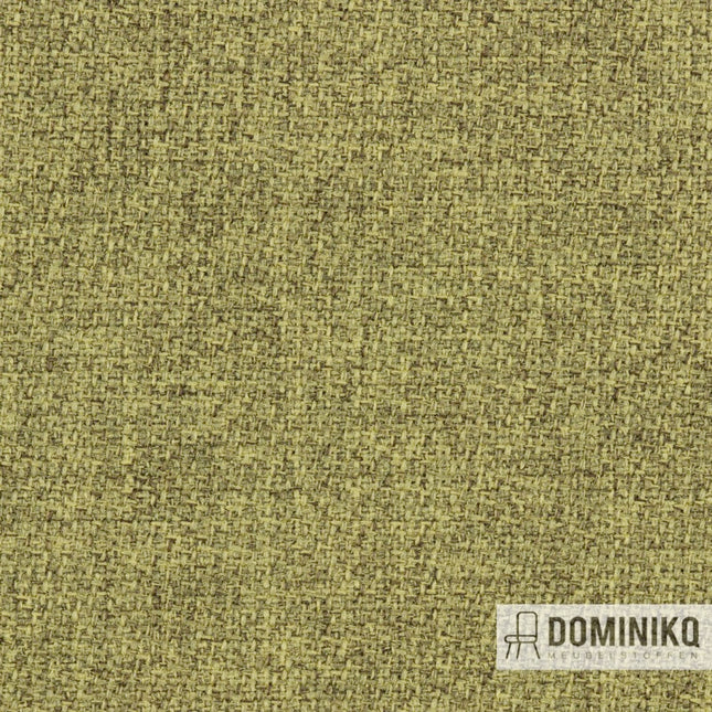 Groene Step Melange stof met gemêleerde structuur, ideaal voor interieurcombinaties.