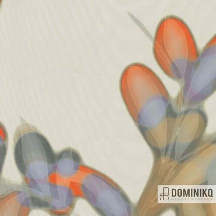 Digitaal gedrukt patroon "Galena" van Kendix en De Ploeg met takken en bladeren, verfijnde Trevira CS stof. Vanaf 5 meter 10% korting.