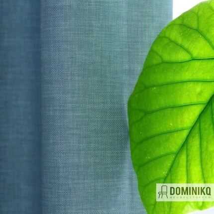 Groene blad en blauwe gordijnstof Holden van Kendix met natuurlijke uitstraling en verduisterende werking, gecertificeerd door OEKO-TEX, I Dominikq