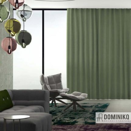 Gordijnstof Ritu van Kendix in groene tint, perfect voor moderne interieurs. Vanaf 5 meter 10% korting. I Dominikq