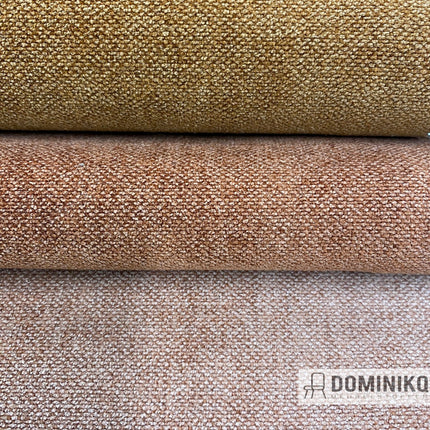 Stoffen Comeback van Keymer, duurzame meubelstoffen met zachte textuur, beschikbaar in diverse kleuren, hier in beige varianten.