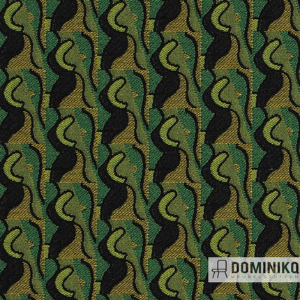 Artistieke stof Solo van Keymer, ontwerp van Christie van der Haak, groene patroon, brandvertragend, slijtvast, lichtechtheid 6.