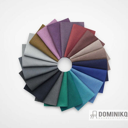 Kleurrijke selectie van Kvadrat Sport stoffen, gemaakt van duurzaam oceaanplastic polyester, met voelbare structuur in 20 kleuren.