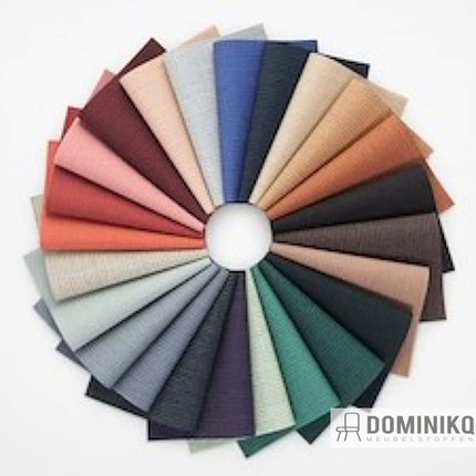 Kvadrat Naveli wollen bekledingstextiel in 24 moderne kleuren, brandvertragend en geïnspireerd op modernisme.