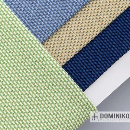 Diverse kleurrijke gebreide stoffen van Kvadrat Febrik Drop serie.