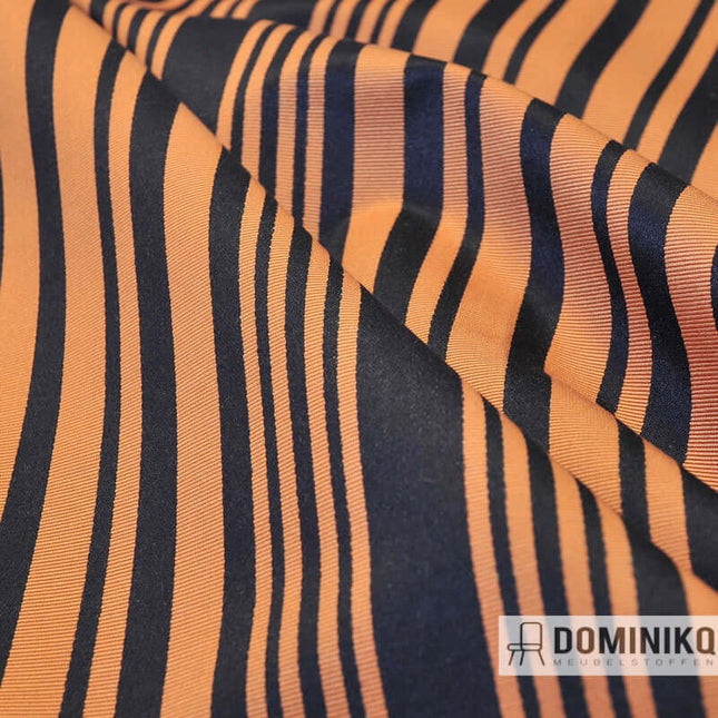 Elegant orange and black striped fabric texture from Dominikq, ideal for stylish upholstery and unique interior design projects.