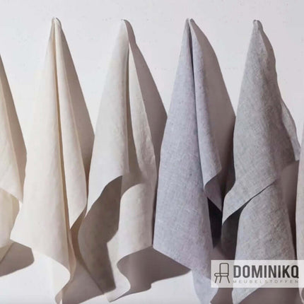 Kvadrat Pimento gordijnstof met zout-en-peper effect en korrelig oppervlak in lichte en donkere tinten.