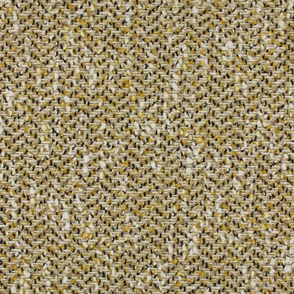 Grof geweven meubelstof Aristide Netsu 340 Honey met witte en gekleurde garens, moderne structuur voor fris interieur.