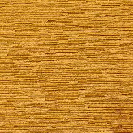 Velvetstof Olson van Aristide in okergeel met subtiel lijnenspel, hoge slijtvastheid en lichtechtheid voor intensief gebruik.