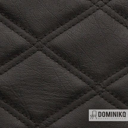 Zwart imitatieleer met diamantpatroon, ideaal voor stijlvolle en duurzame meubelstoffering. Vanaf 5 meter 10% korting.