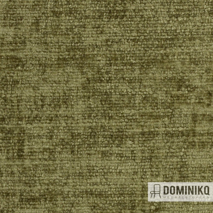 Alt Tag: Juno chenille stof in groene bladkleur, luxueus en zacht. Perfect voor interieur en commercieel gebruik. Vanaf 5m 10% korting.