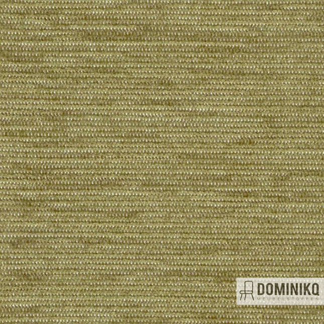 Vyva Fabrics Extex Mull Moss chenille stof in groen, slijtvast en eenvoudig te onderhouden, zonder ftalaten, REACH-gecertificeerd.