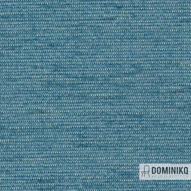 Vyva Fabrics Extex Mull EM20 in Peacock kleur. Luxe chenille stof, duurzaam, licht bestendig, REACH-gecertificeerd, ftalaatvrij.