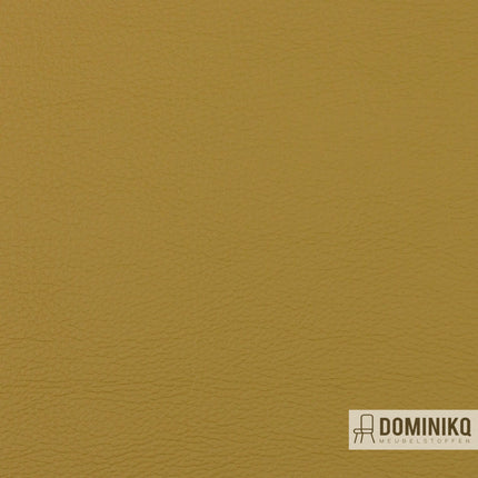 Popolare kunstleer van Vyva Fabrics in een warme okergele kleur, perfect voor duurzame en stijlvolle stoffering.