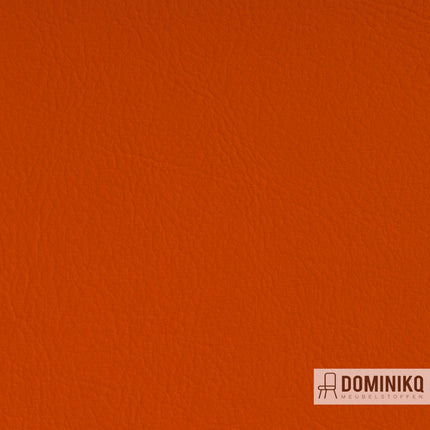Orange kunstleer Valencia van Vyva Fabrics met verfijnde textuur, ideaal voor interieurtoepassingen en brandveilig gecertificeerd.