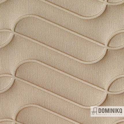 Organic Stitch patroon in beige van Vyva Fabrics Welded Vinyl, met 3D-effect en waterdichte afwerking, geschikt voor binnen- en buitengebruik.