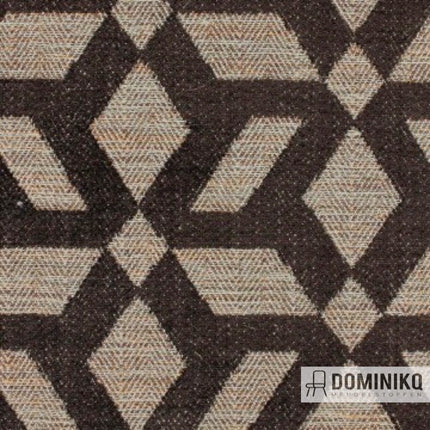 Stofpatroon met grafische stervormige bloemen in mozaïekstijl, geschikt voor meubelbekleding, Aristide Carlton collectie.