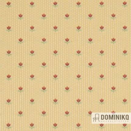 Carantec stof met klein bloemmotief herhaald in diagonale richting, geschikt voor gordijnen en meubelstoffering, merk Casal.