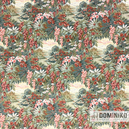 Loctudy meubelstof van Casal met bloemenprint, duurzame katoen-rayon mix, deel van Les Classiques collectie, kleurrijk en slijtvast.