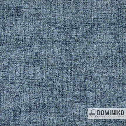 Stof Montana van Casal met levendige kleurvariaties en materiaalmix van katoen en kunstvezels in gedetailleerde weefpatroon.