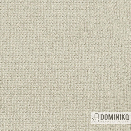 Detail van Fabraa Regain natuurlijke chenille stof, gerecycled en duurzaam, gemaakt van RPET, geschikt voor zachte meubeltoepassingen.