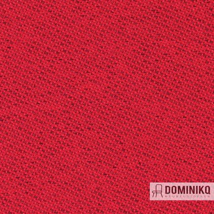 Rode Chili meubelstof met tweekleurig patroon en dikke garenstructuur, uniek ruitontwerp en warme afwerking