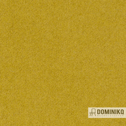Europost 2 wollen stof geel met uniforme uitstraling en glans, geschikt voor openbare en particuliere interieurs.