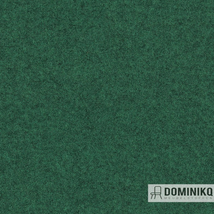 Groene geweven stof Focus Melange van 100% kamgarenwol, zijdeachtig en duurzaam, met een modern kleurenpalet. Perfect voor interieurtextiel.