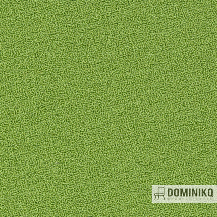 Groene crêpe geweven meubelstof Gaja Classic van Nieuw-Zeelands wol, ademend en brandwerend, geschikt voor moderne interieuren.